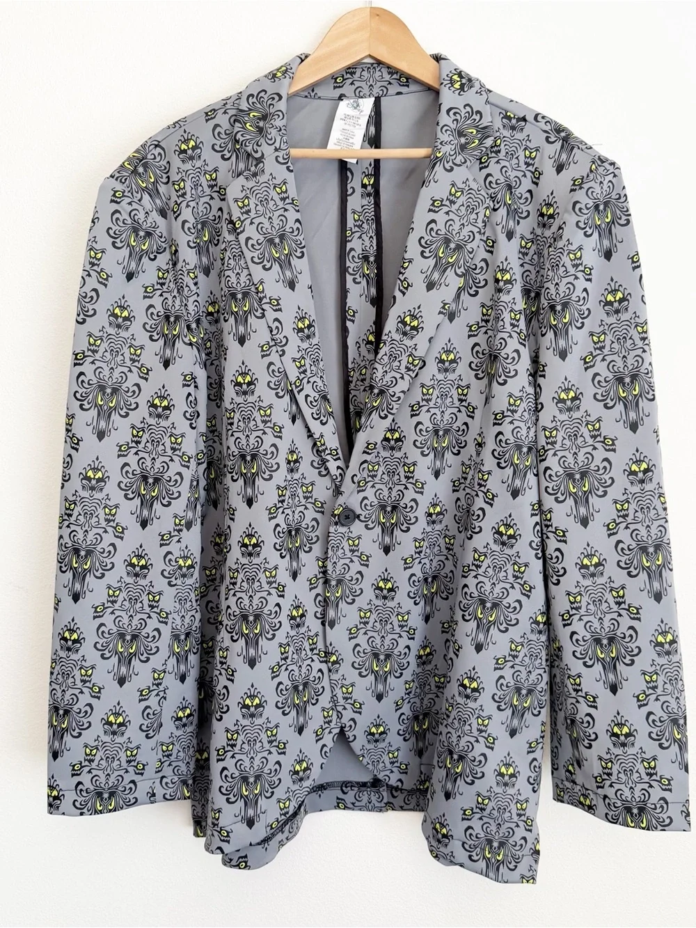 NWT Disney Park Haunted Mansion Blazer Men Gray Jacket Glow AOP Halloween L/XL